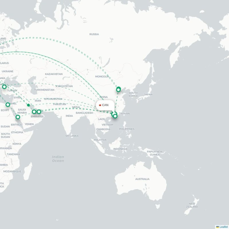 CAN - LHR route map