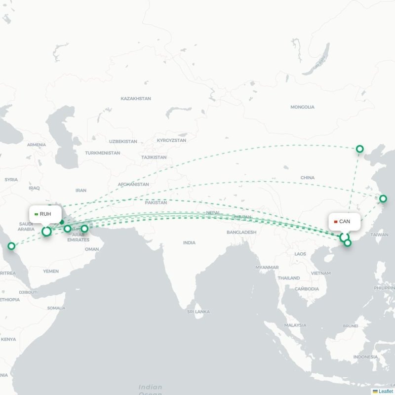 CAN - RUH route map