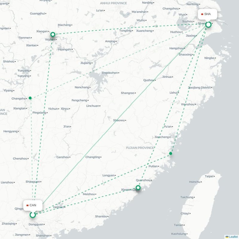 CAN - SHA route map