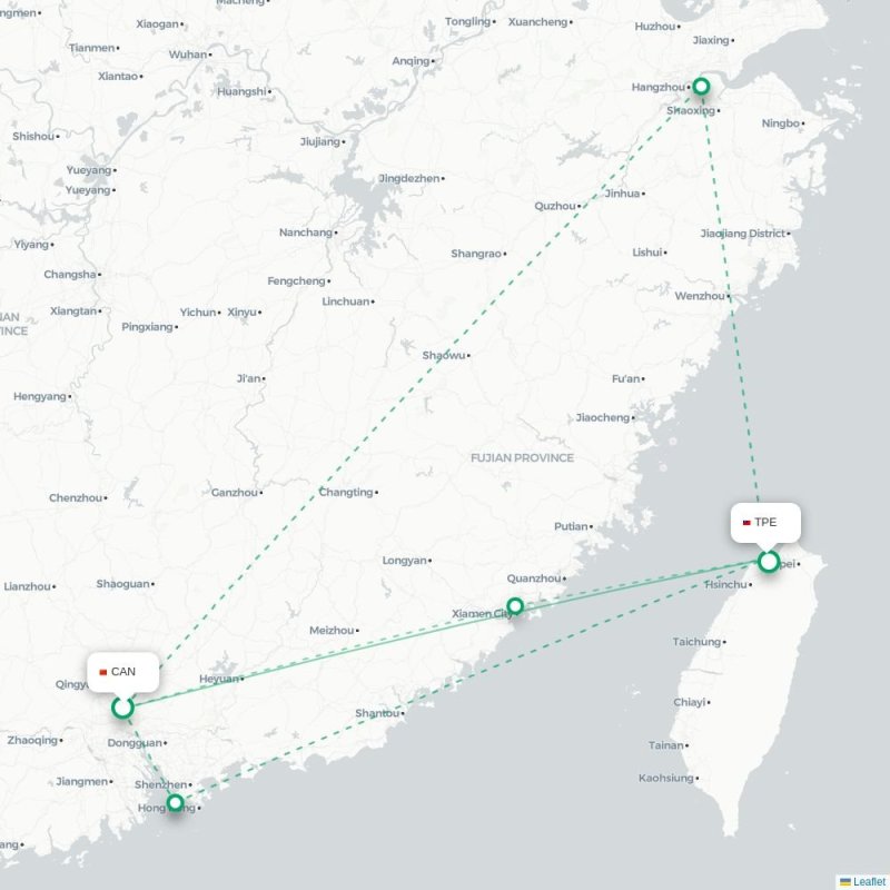 CAN - TPE route map