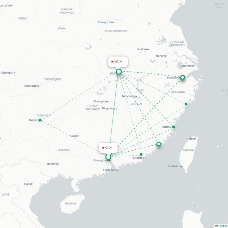 CAN - WUH route map