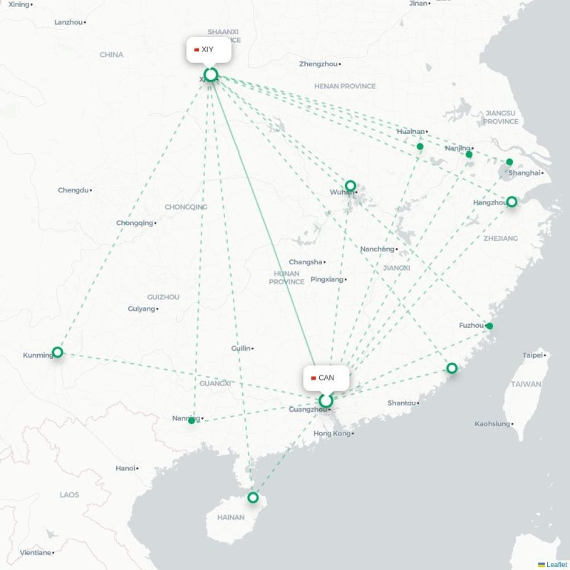 CAN - XIY route map