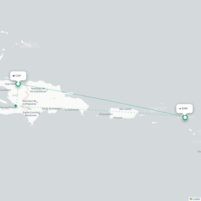 CAP - SXM route map