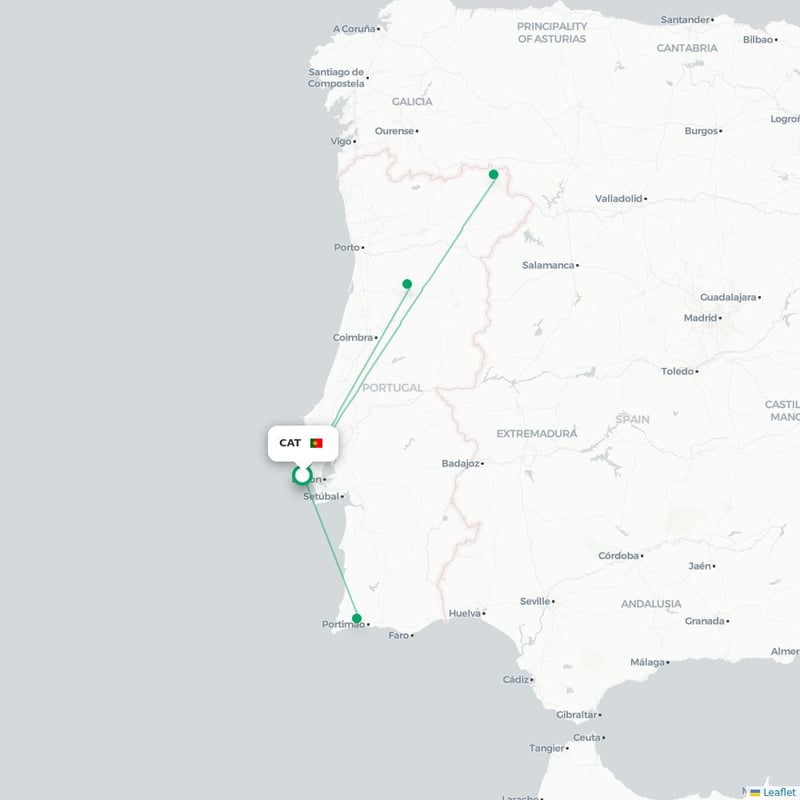 Route map Tires  CAT airport