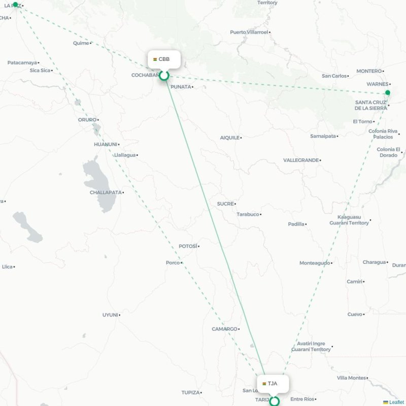 CBB - TJA route map