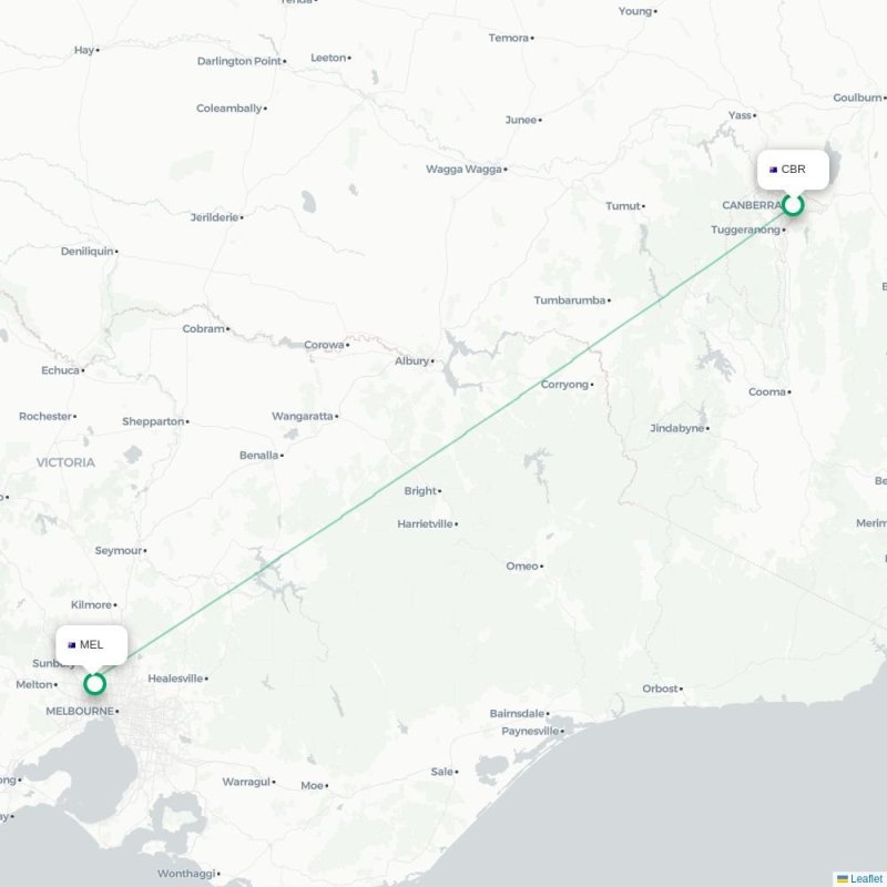 CBR - MEL route map