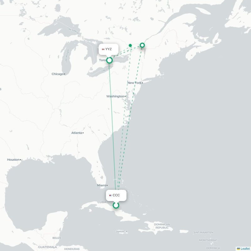 CCC - YYZ route map