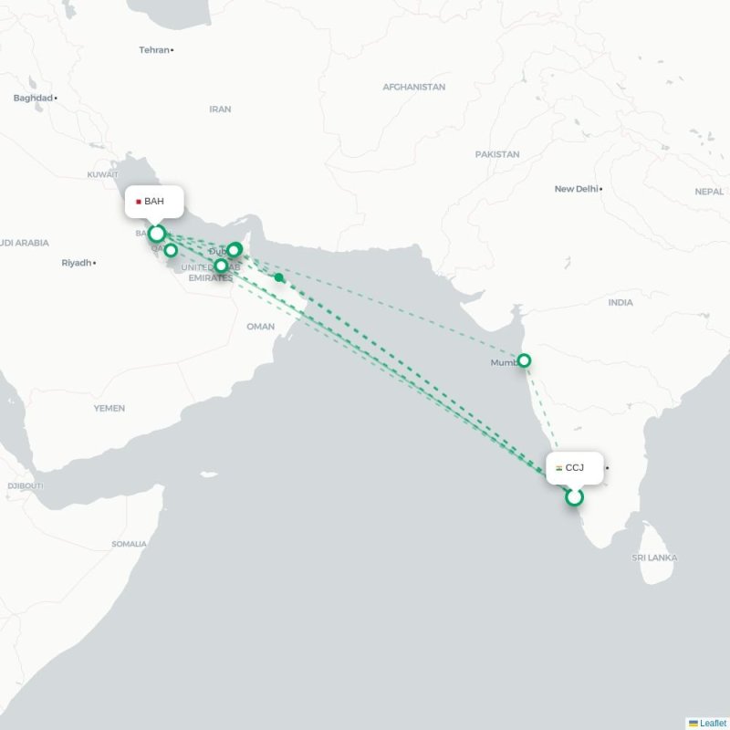 CCJ - BAH route map