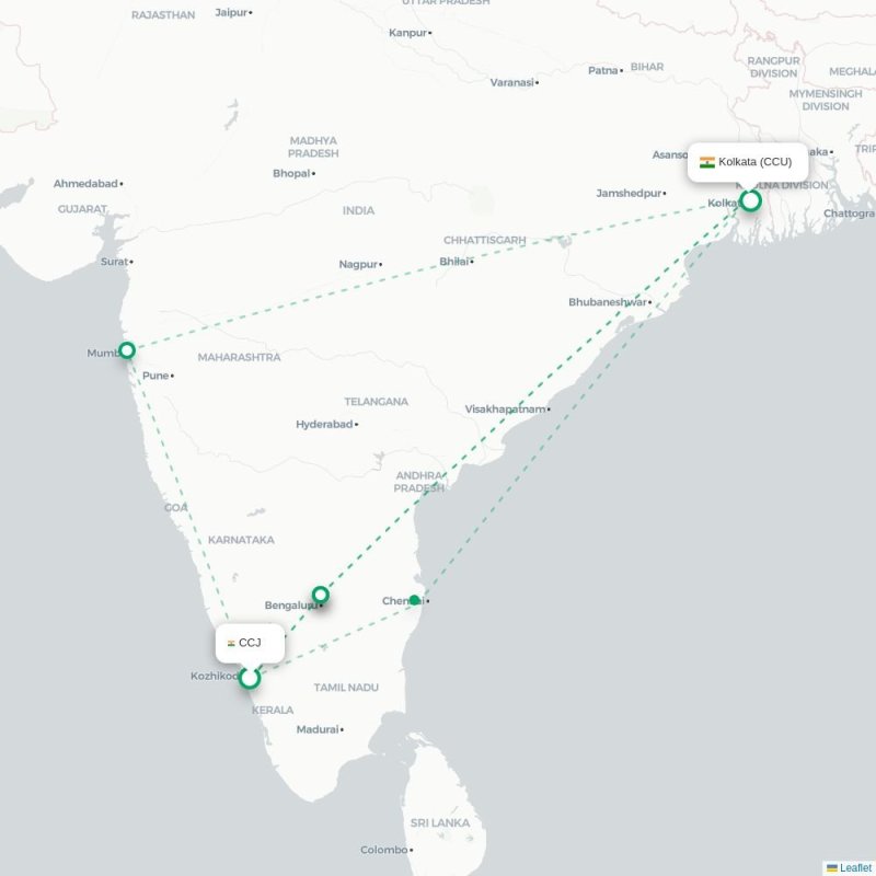 CCJ - CCU route map