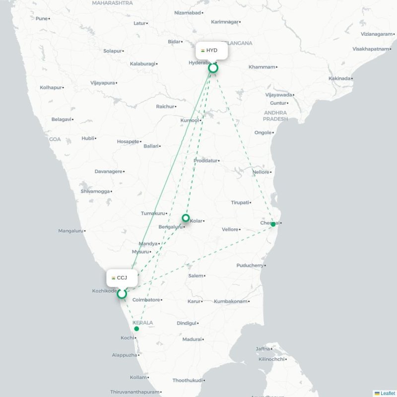 CCJ - HYD route map