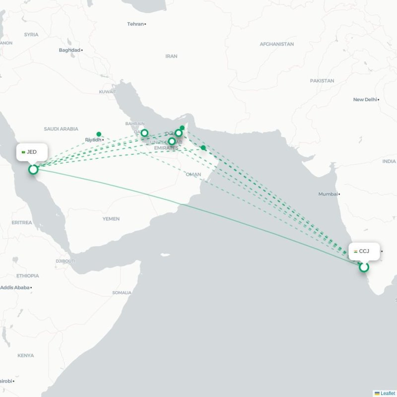 CCJ - JED route map