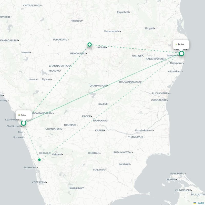 CCJ - MAA route map