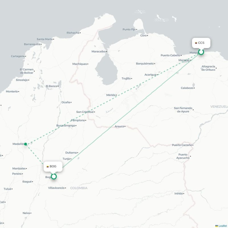 CCS - BOG route map
