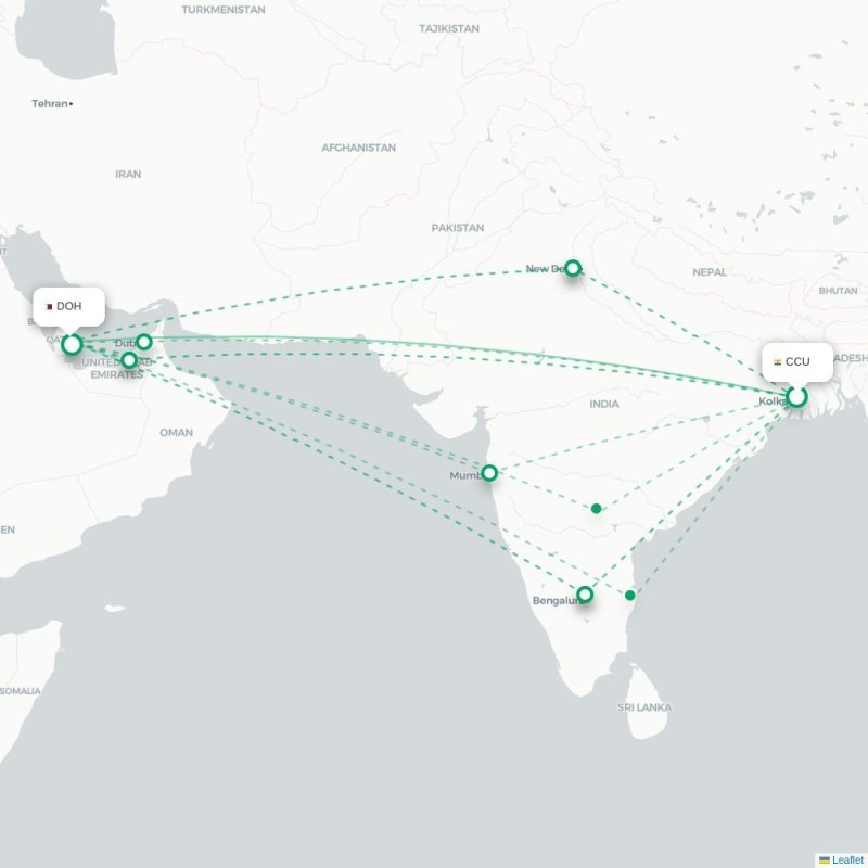 CCU - DOH route map