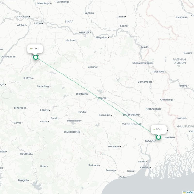 CCU - GAY route map