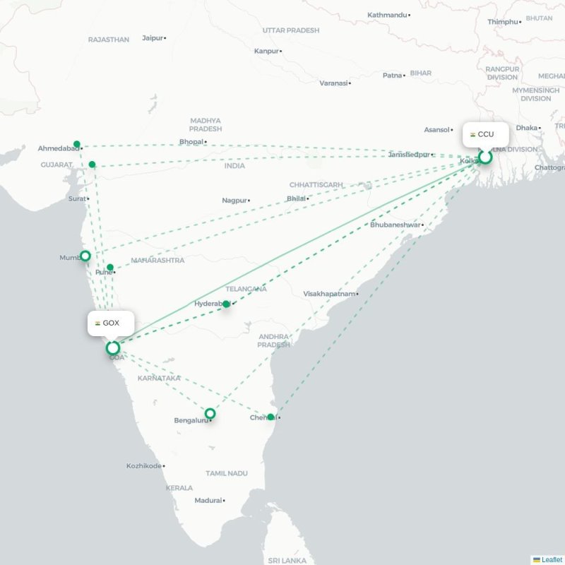 CCU - GOX route map