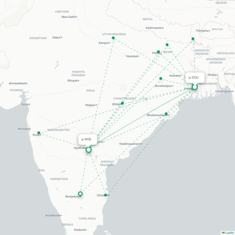 CCU - HYD route map
