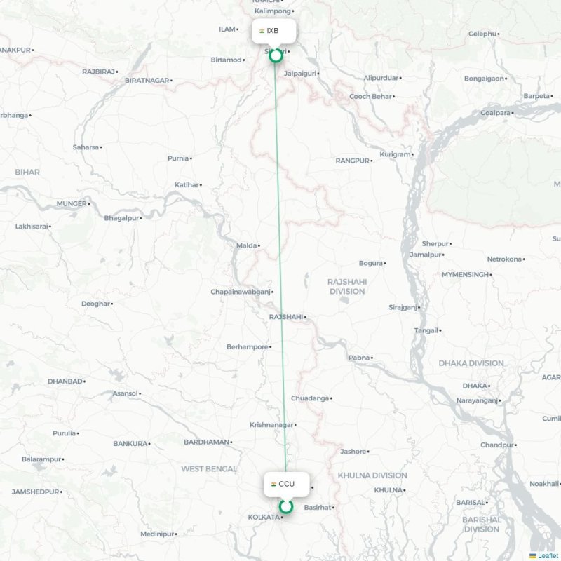 CCU - IXB route map