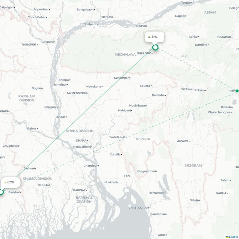 CCU - SHL route map