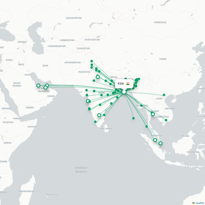 Route map Calcutta  CCU 
