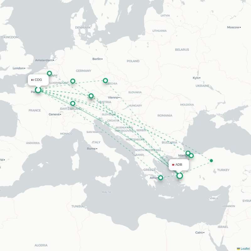 CDG - ADB route map