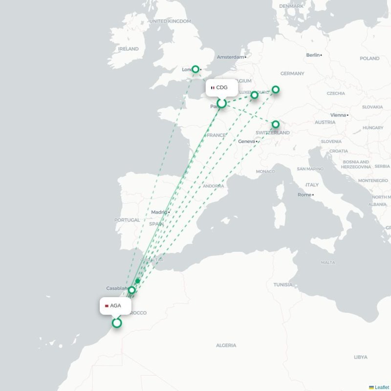 CDG - AGA route map