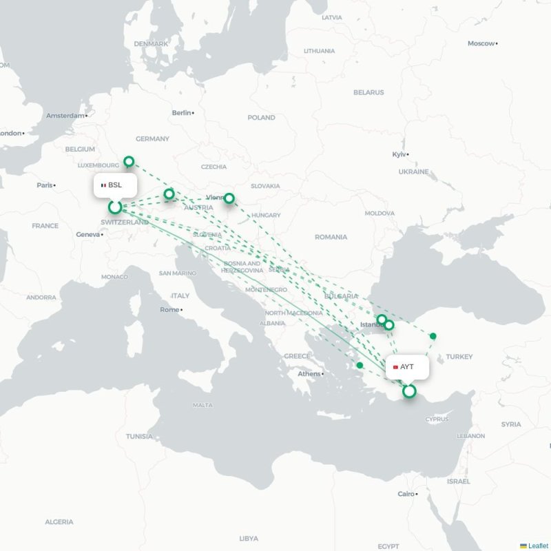 CDG - AYT route map