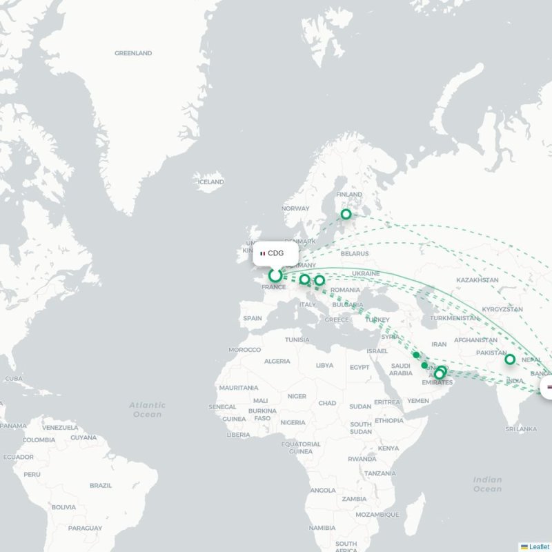 CDG - BKK route map