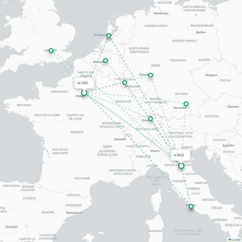 CDG - BLQ route map