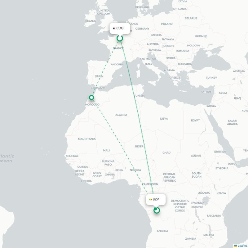 CDG - BZV route map