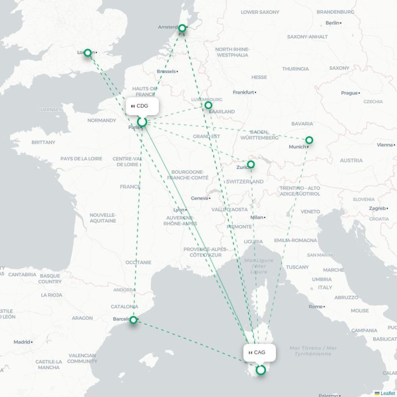 CDG - CAG route map