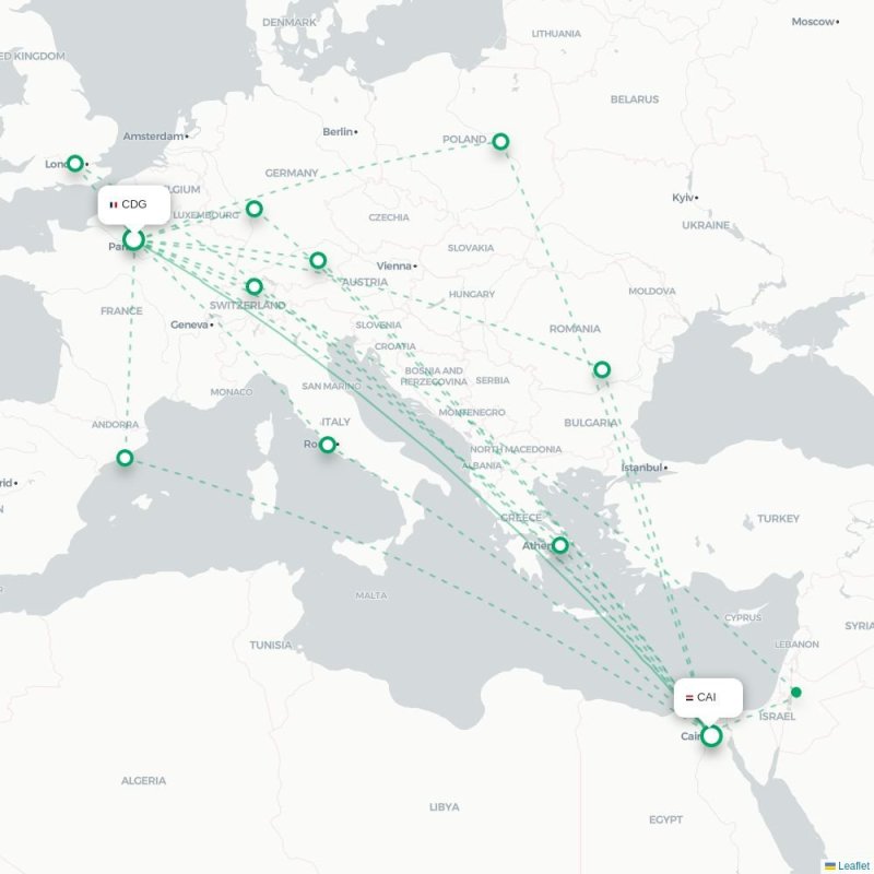 CDG - CAI route map