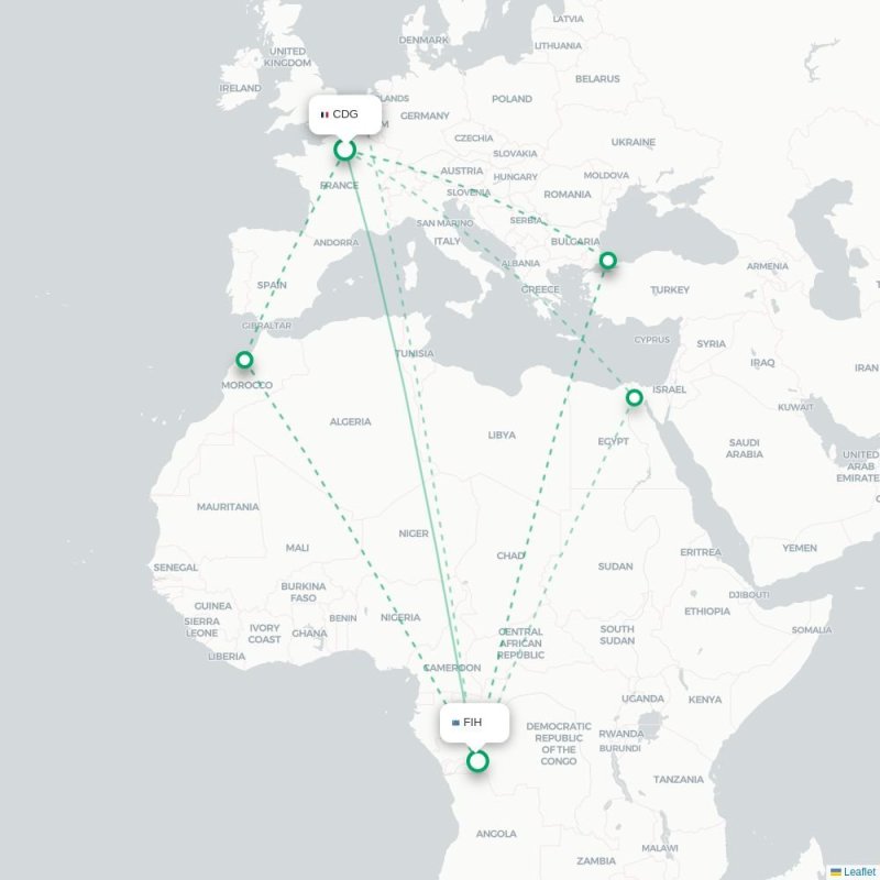 CDG - FIH route map