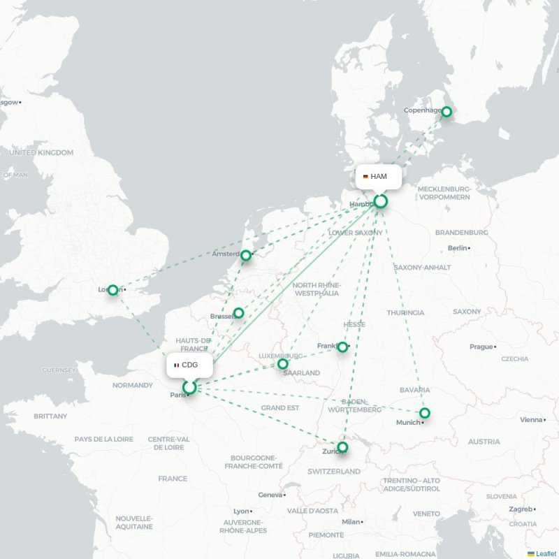 CDG - HAM route map