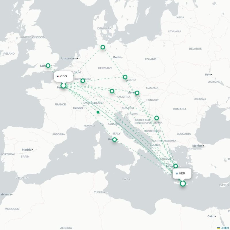 CDG - HER route map