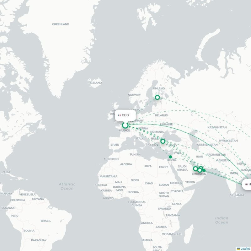 CDG - HKT route map