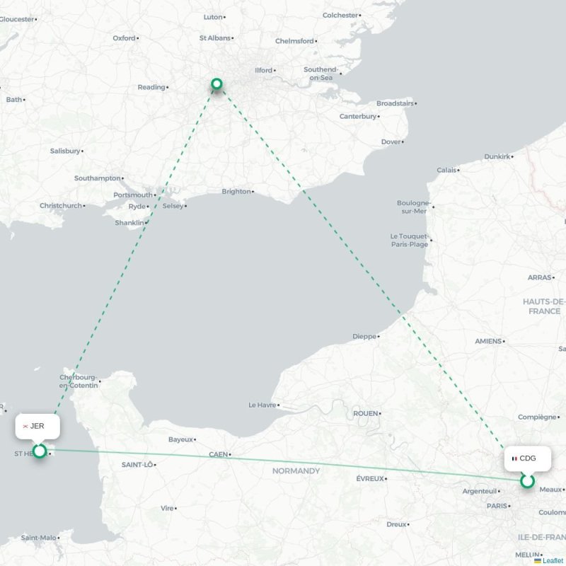 CDG - JER route map