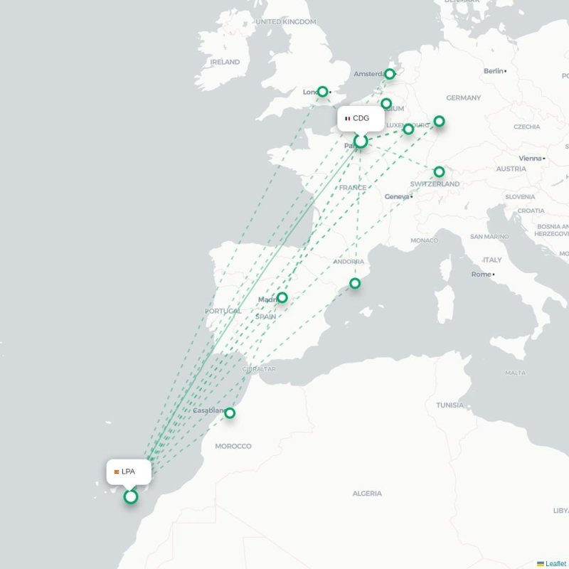 CDG - LPA route map