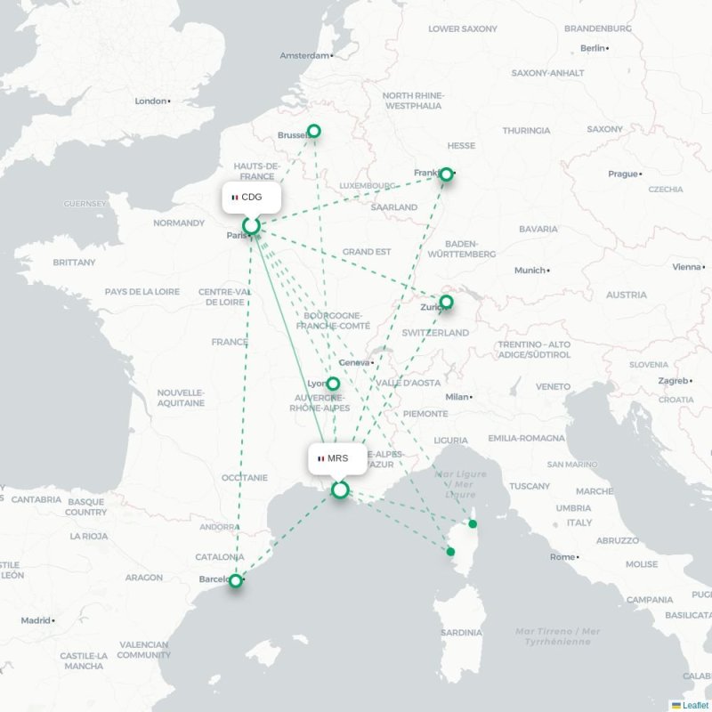 CDG - MRS route map