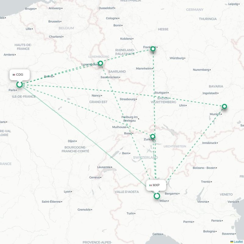 CDG - MXP route map