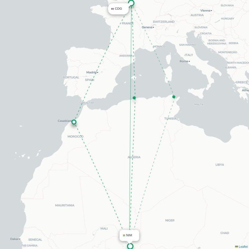 CDG - NIM route map