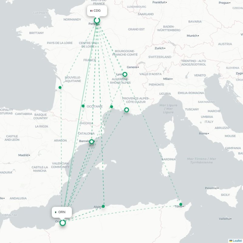 CDG - ORN route map