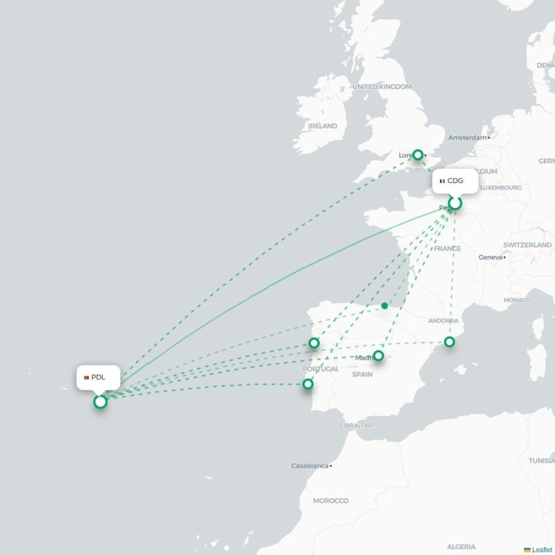 CDG - PDL route map