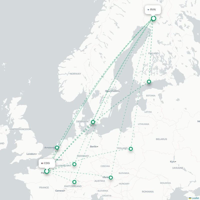 CDG - RVN route map