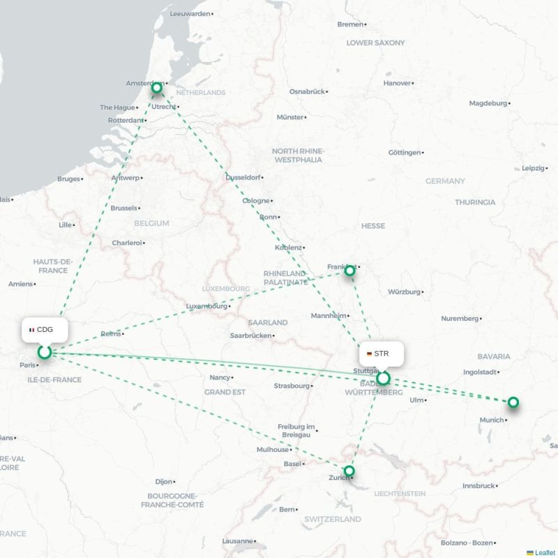 CDG - STR route map