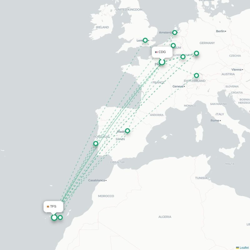 CDG - TFS route map