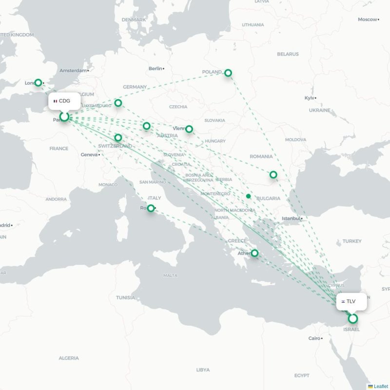 CDG - TLV route map