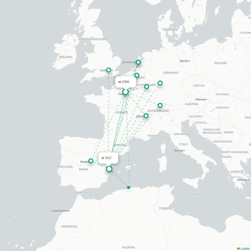 CDG - VLC route map