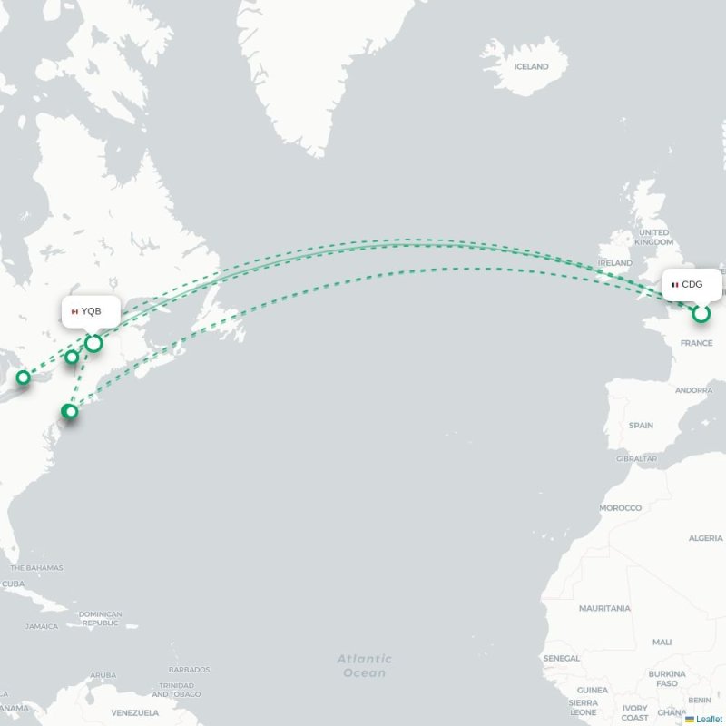 CDG - YQB route map