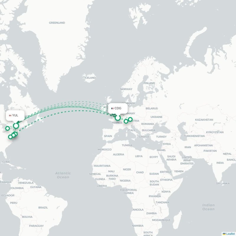 CDG - YUL route map
